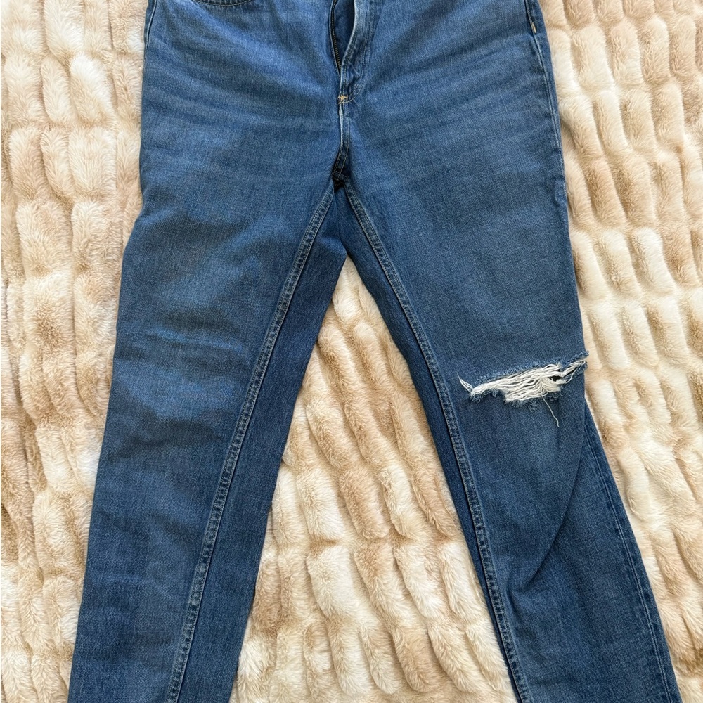 rag & bone Women's Blue Skinny Jeans with Distressed Detail
